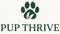 Logo for 'Pup Thrive' with a green paw print and leaves on a white background